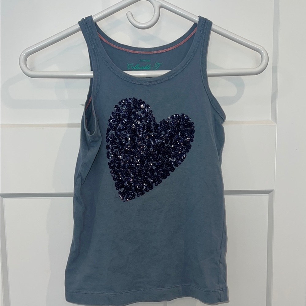 Crewcuts Blue Sequins Heart Tank Top